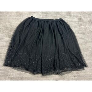 A New Day Skirt Womens XXL Black Tulle Midi Rhinestone Embellished Elastic Waist